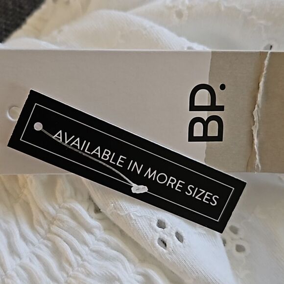 BP Nordstrom Women Eyelet Square Neck Off Shoulder Lantern Sleeve Crop Top White - Picture 7 of 8